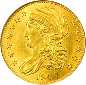 image for: 1807 $5 NGC MS63 (Bust facing Left) Desirable Early Half Eagle Type