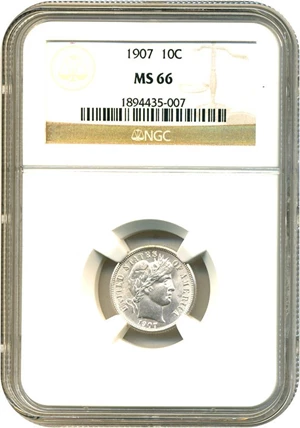 image for: 1907 10c NGC MS66