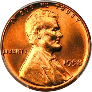 image for: 1958 1c PCGS MS67 RD - Tied for Finest at PCGS