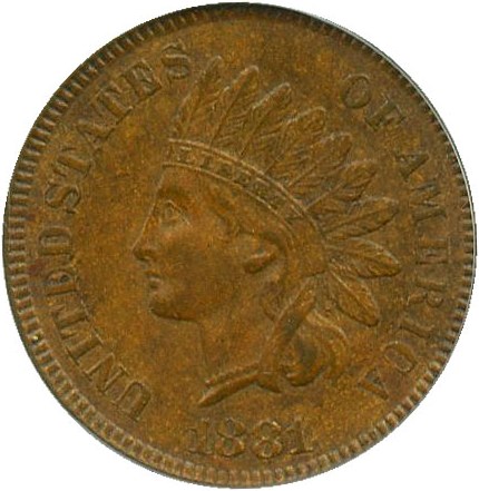 image for: 1881 1c PCGS MS62 BN