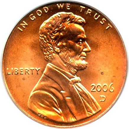 image for: 2006-D 1c PCGS MS67 RD