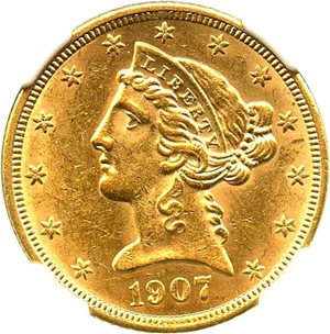 image for: 1907-D $5 NGC MS61