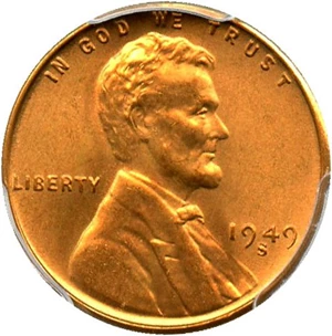 image for: 1949-S 1c PCGS/CAC MS67 RD - Tied for Finest at PCGS