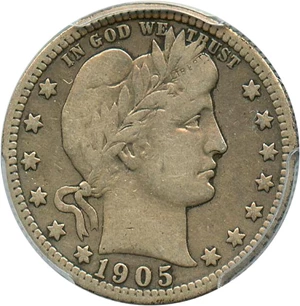 image for: 1905-S 25c PCGS F12