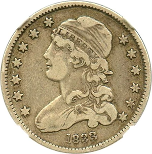 image for: 1833 25c NGC/CAC VF25 (B-1)