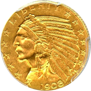 image for: 1908-D $5 PCGS/CAC MS63 - No Reserve!