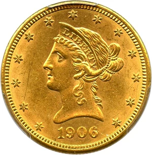 image for: 1906-D $10 PCGS MS62