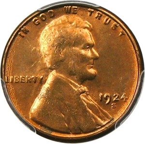 image for: 1924-S 1c PCGS MS64 RD - Scarce Date