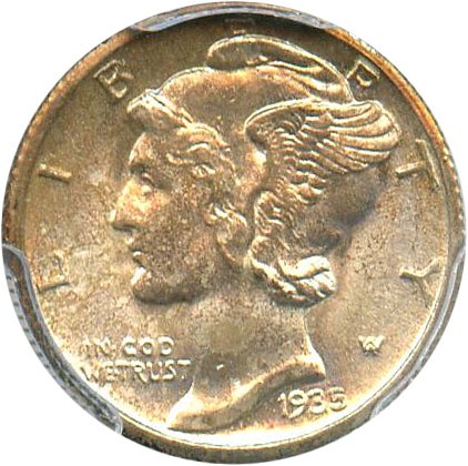 image for: 1935-S 10c PCGS MS65