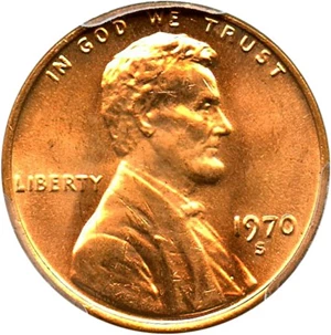 image for: 1970-S 1c PCGS MS67 RD (Small Date) Tied for Finest at PCGS