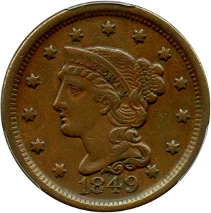 image for: 1849 1c PCGS XF40