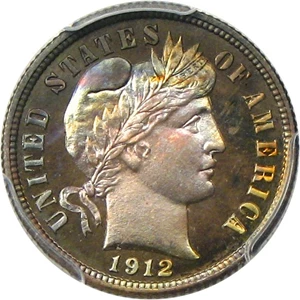 image for: 1912 10c PCGS/CAC Proof 67+ CAM - Gorgeous Toning, Finest at PCGS