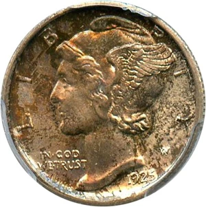 image for: 1925-S 10c PCGS MS66 FB - Colorful Toning, Key Date