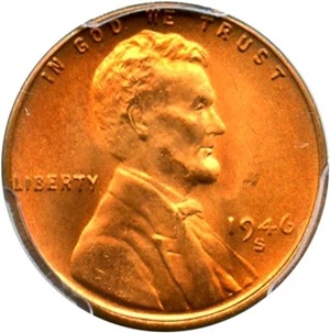image for: 1946-S 1c PCGS MS67 RD - Tied for Finest at PCGS