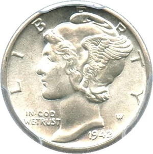 image for: 1942-D 10c PCGS MS65