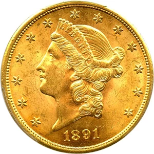 image for: 1891-S $20 PCGS/CAC MS62