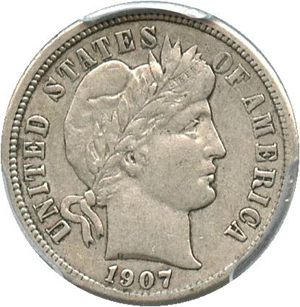 image for: 1907-O 10c PCGS XF45