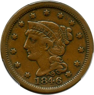 image for: 1846 1c PCGS VF35 (Small Date)