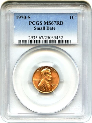 image for: 1970-S 1c PCGS MS67 RD (Small Date) Tied for Finest at PCGS