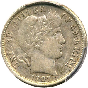 image for: 1907-O 10c PCGS AU53