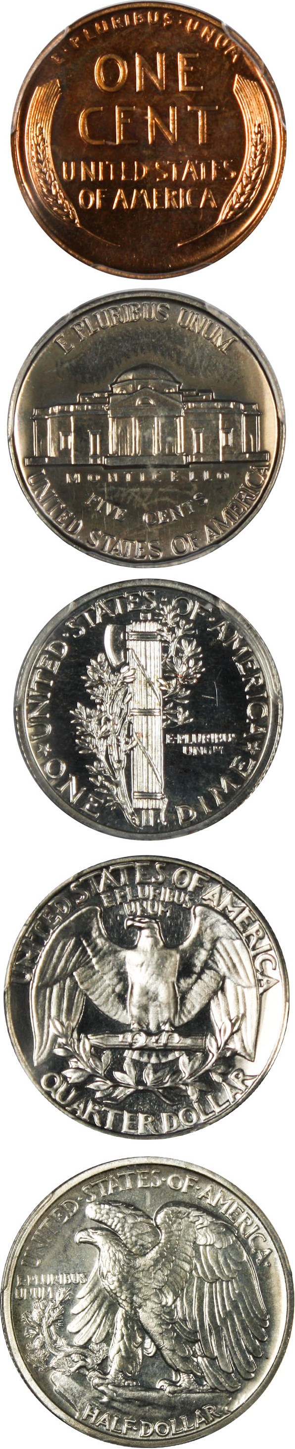 image for: 1938 Proof Set 1c-50c PCGS/CAC Proof 62/65/66 (5 Coins)