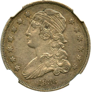 image for: 1836 25c NGC/CAC AU50