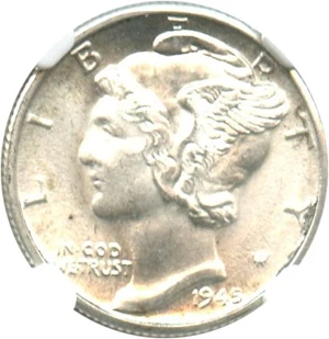 image for: 1945-D 10c NGC MS66 - No Reserve!