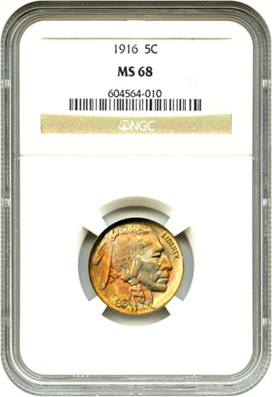 image for: 1916 5c NGC MS68 - Colorful Toning, Finest Known! ** No Reserve! **