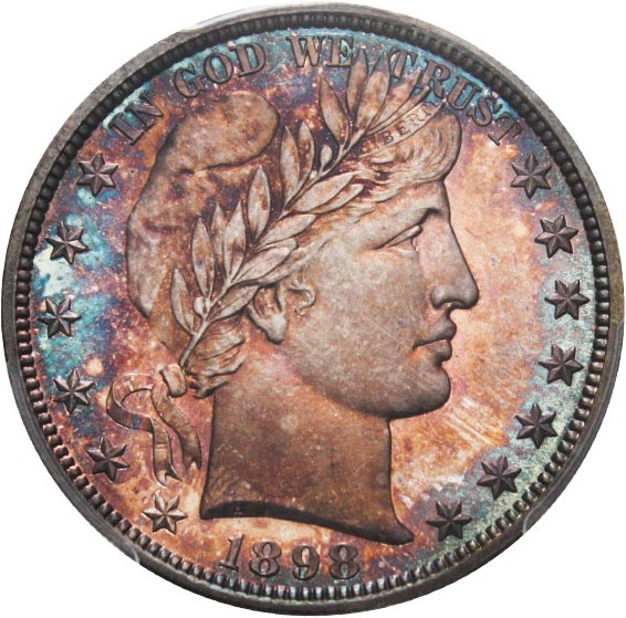 image for: 1898 50c PCGS/CAC Proof 67 CAM - Wonder Gem with Colorful Toning