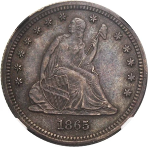 image for: 1865 25c NGC/CAC AU58