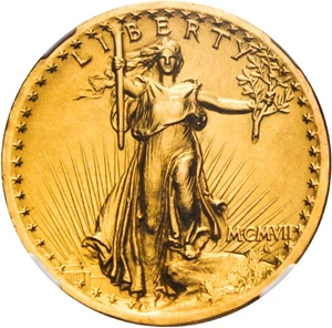 image for: 1907 High Relief $20 NGC/CAC MS63 (Flat Rim) Popular, Beautiful Gold Coin