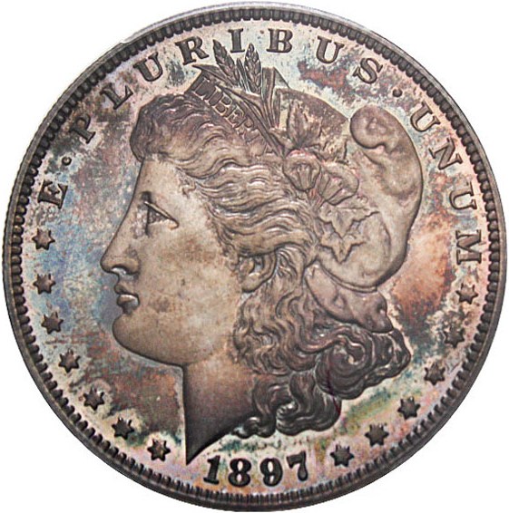 image for: 1897 $1 PCGS/CAC Proof 66 - Colorful Toning