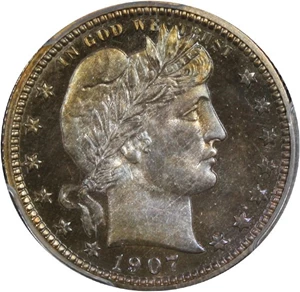 image for: 1907 25c PCGS/CAC Proof 67 - Colorful Toning - No Reserve!