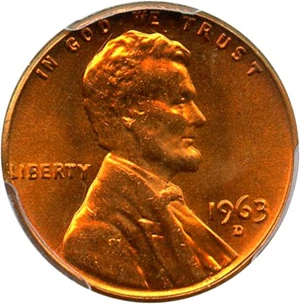 image for: 1963-D 1c PCGS MS66 RD