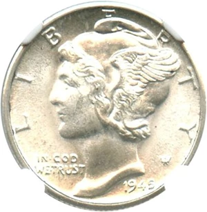 image for: 1945-D 10c NGC MS66
