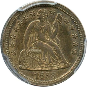 image for: 1858 10c PCGS/CAC AU58