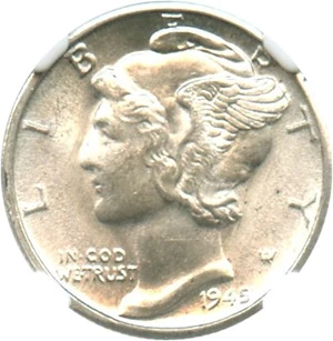 image for: 1945-D 10c NGC MS65 - No Reserve!