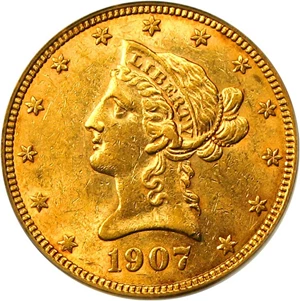 image for: 1907 Liberty $10 PCGS/CAC AU55 - No Reserve!