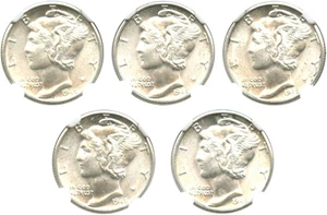 image for: Investor Lot: 1945-D 10c NGC MS65 (5 Coins)