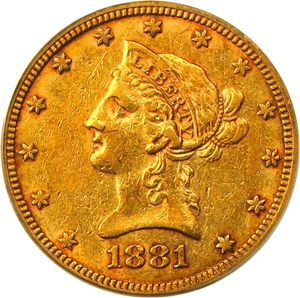 image for: 1881 $10 PCGS/CAC XF45