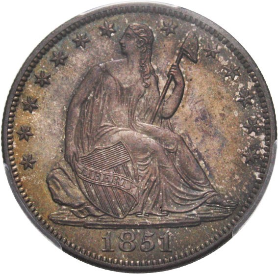 image for: 1851-O 50c PCGS MS65 - Superb Gem New Orleans Seated Half, ex: David Akers