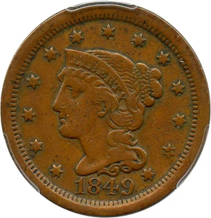 image for: 1849 1c PCGS VF35 - No Reserve!