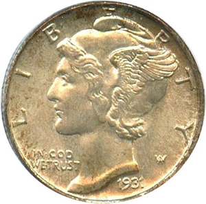 image for: 1931-S 10c PCGS/CAC MS65