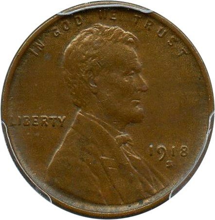 image for: 1918-S 1c PCGS AU55