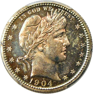 image for: 1904 25c PCGS/CAC Proof 66 - Colorful Toning - No Reserve!