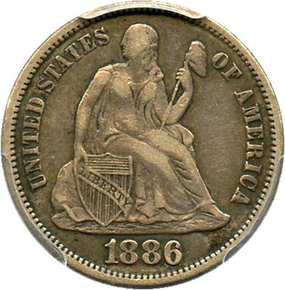 image for: 1886-S 10c PCGS/CAC VF30