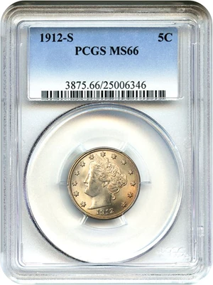 image for: 1912-S 5c PCGS MS66