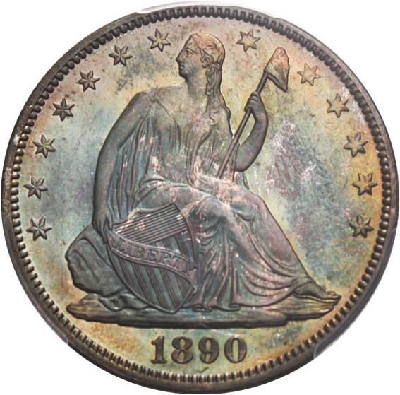 image for: 1890 50c PCGS/CAC Proof 66 - Colorful Toning - No Reserve!