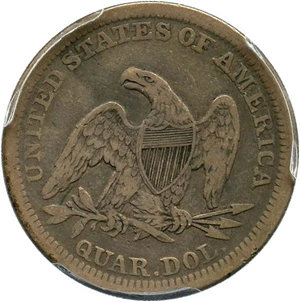 image for: 1851 25c PCGS/CAC F15 - Scarce Date
