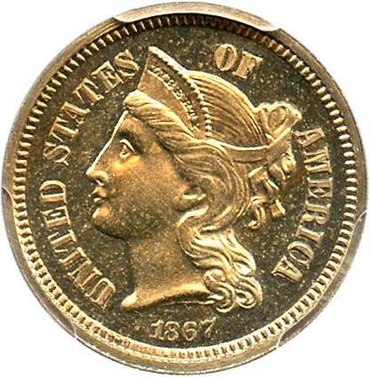 image for: 1867 3cN PCGS Proof 64 CAM